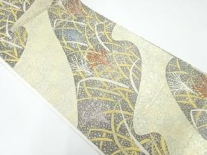 流水に芝草模様織出し袋帯